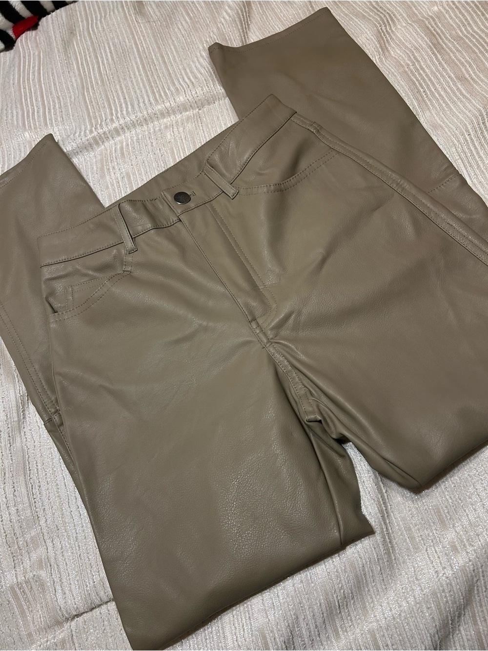 H&M Olive Green Faux Leather Chinos